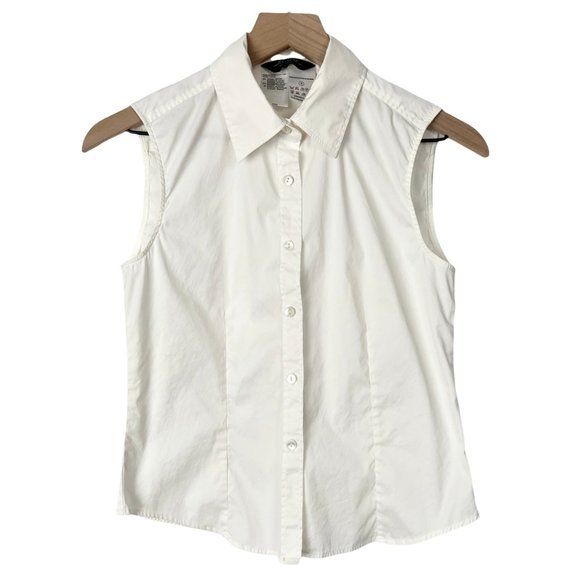 MaxMara White Sleeveless Button Down Shirt - Picture 1 of 9